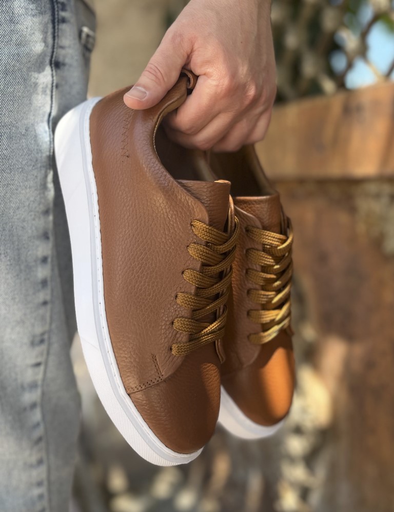 Ανδρικά ταμπά δερμάτινα casual Sneakers HG175542T